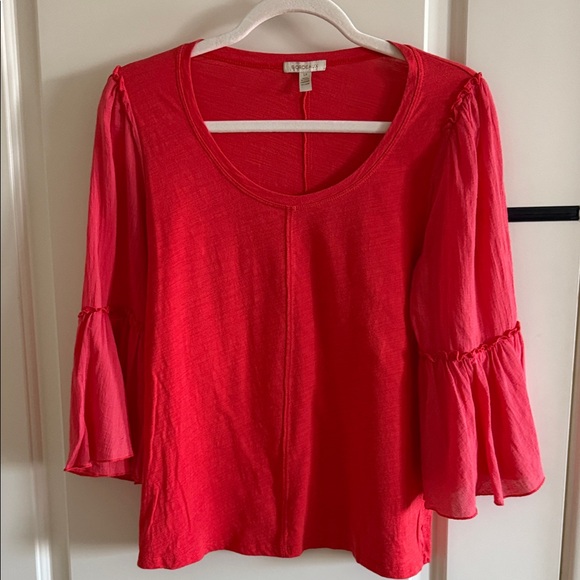 Bordeaux Scarlet Bell Sleeve Blouse - Picture 1 of 4